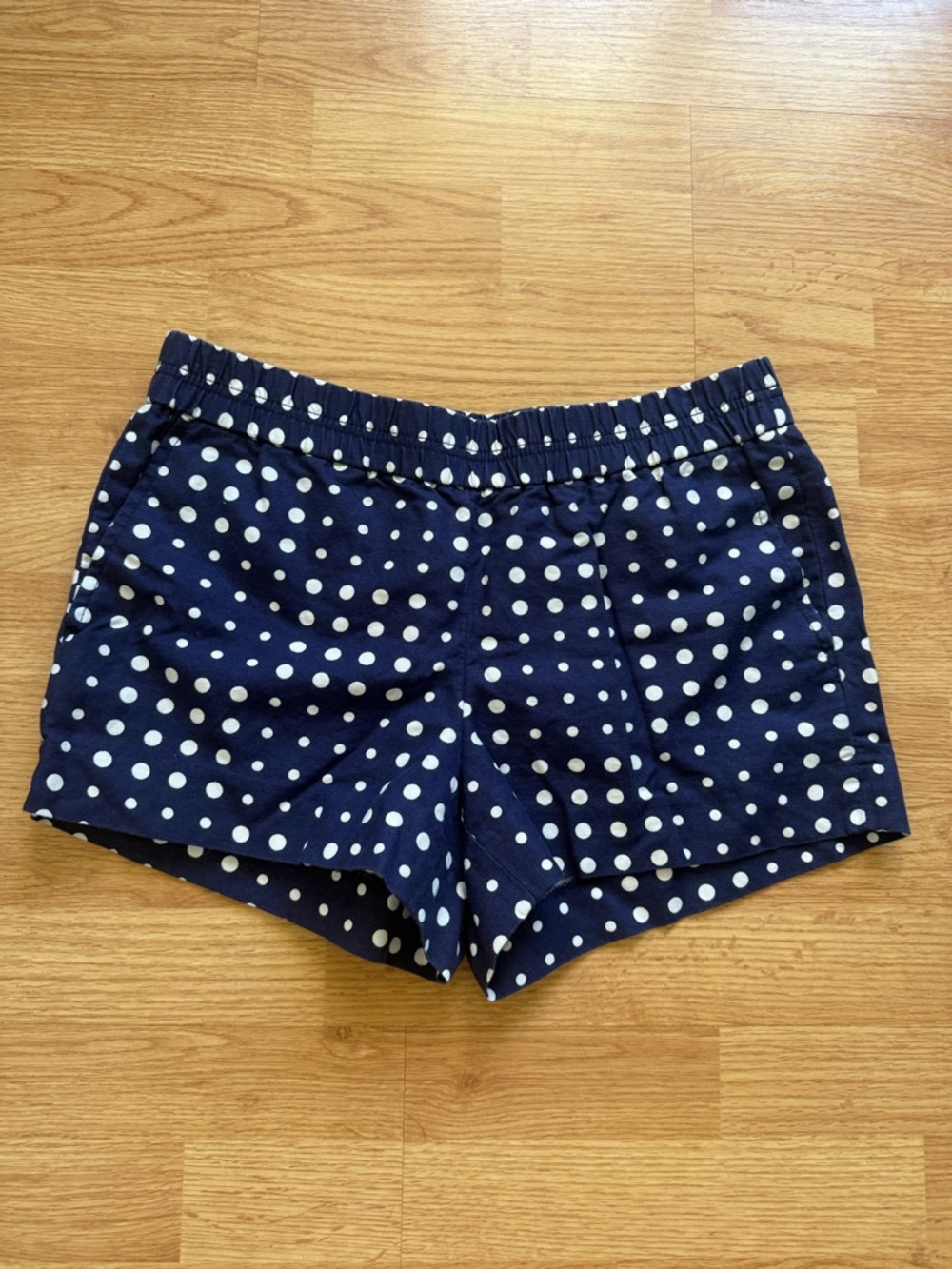 J Crew Polka Dot Women's Navy Cotton and Linen Shorts